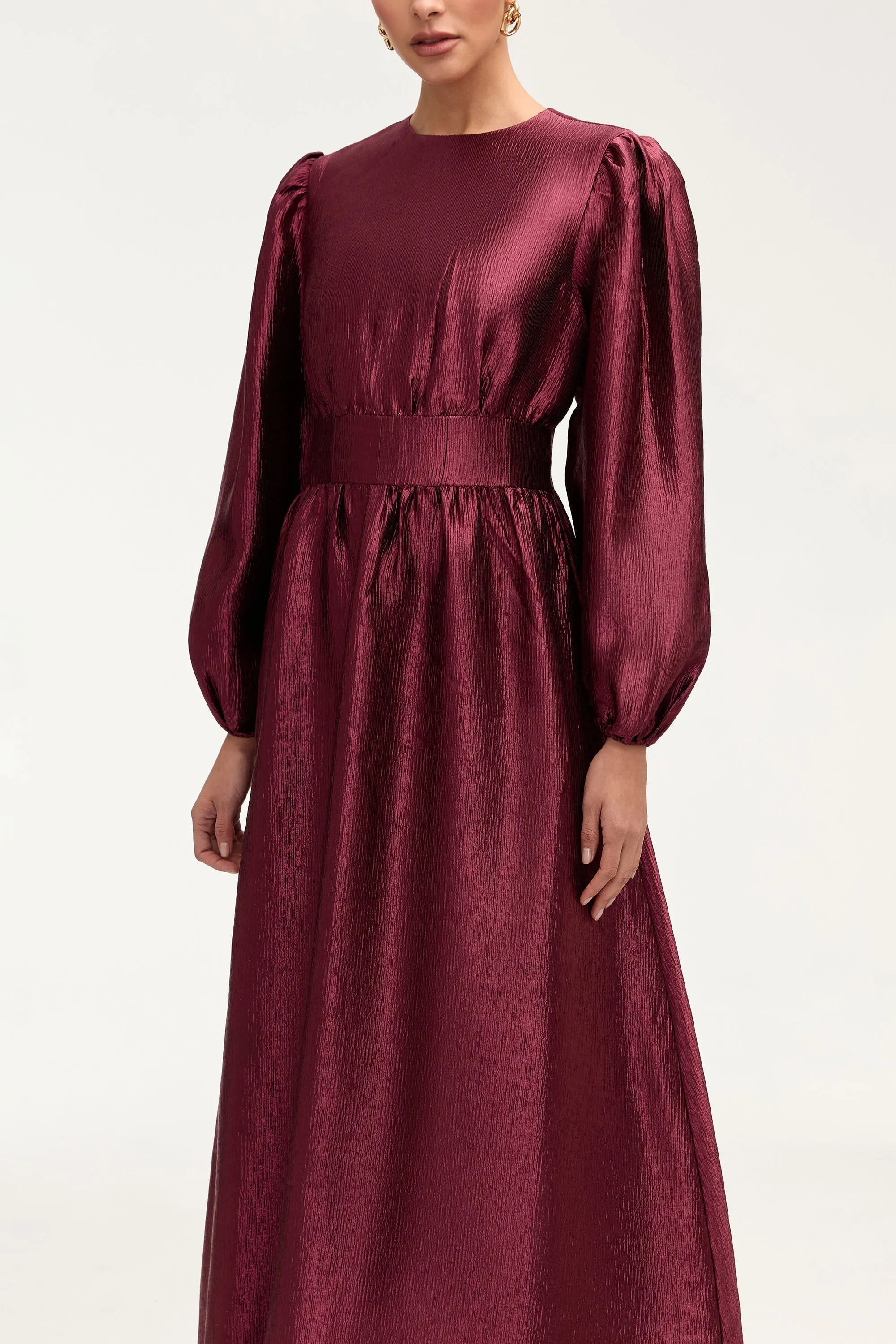Raya Balloon Sleeve Maxi Dress - Burgundy