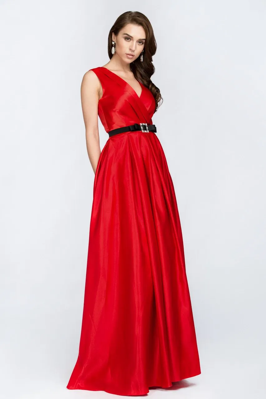 Red Silk Princess Evening Gown