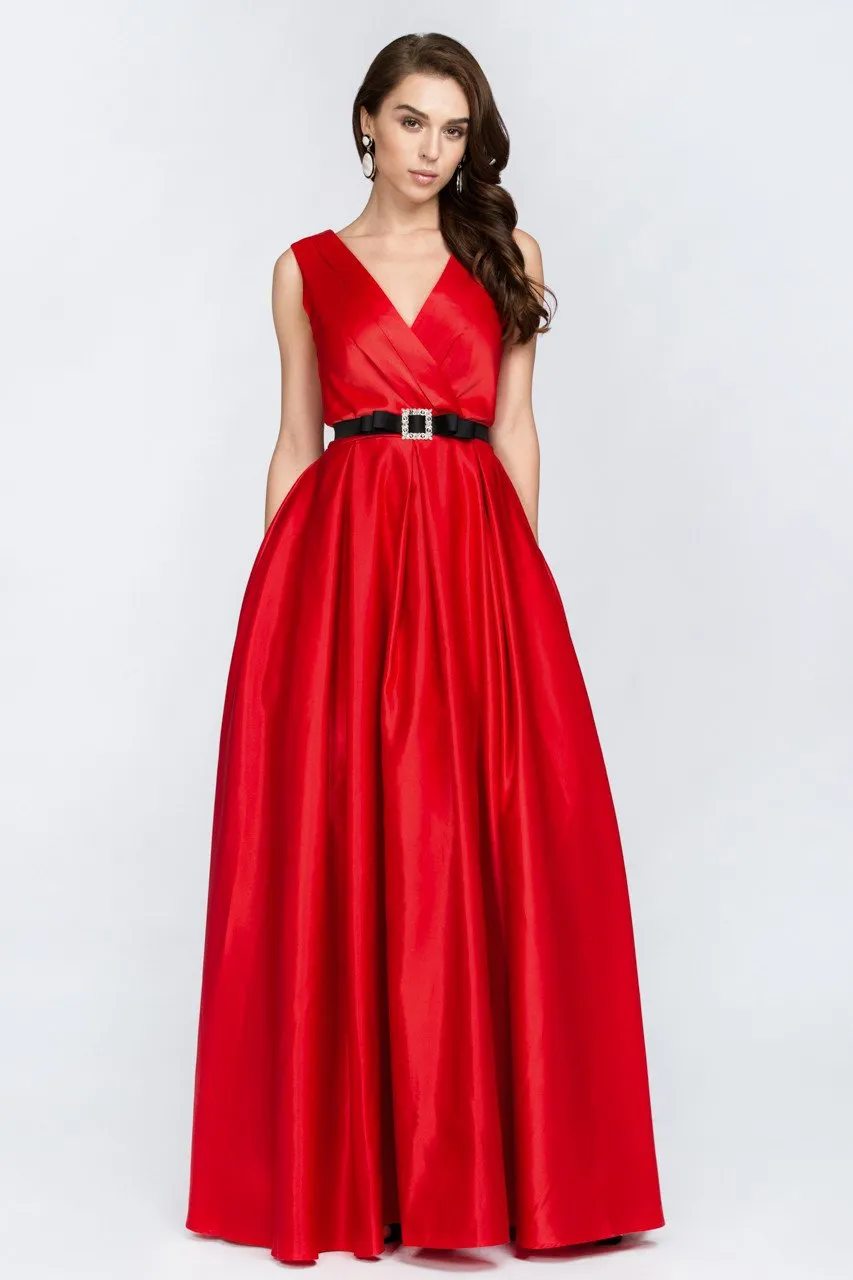 Red Silk Princess Evening Gown