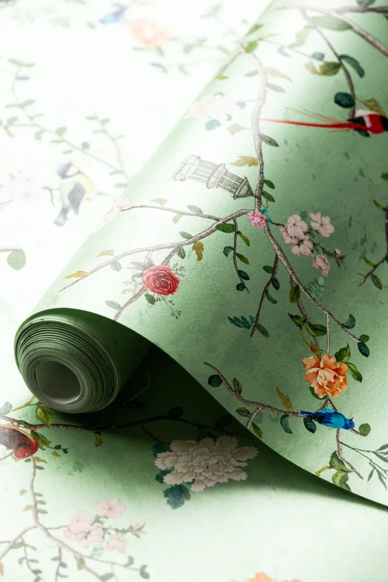 Rockett St George Modern Chinoiserie Green Tea Wallpaper