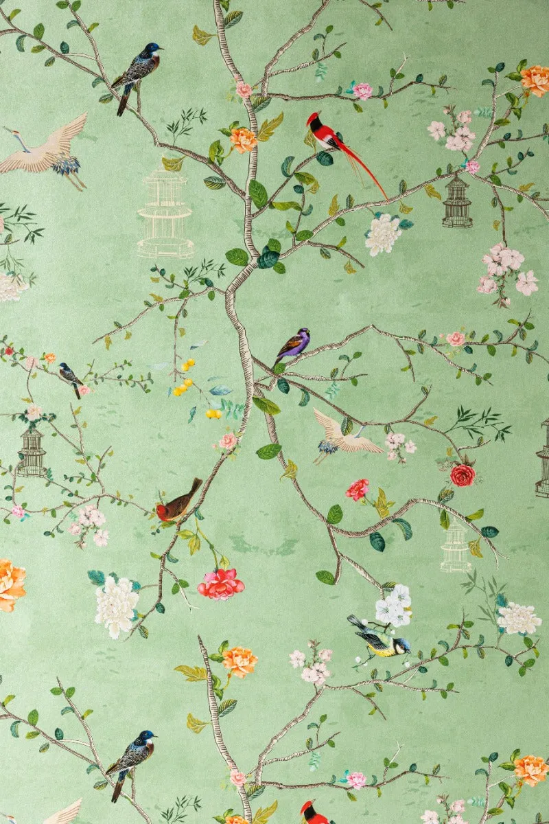 Rockett St George Modern Chinoiserie Green Tea Wallpaper