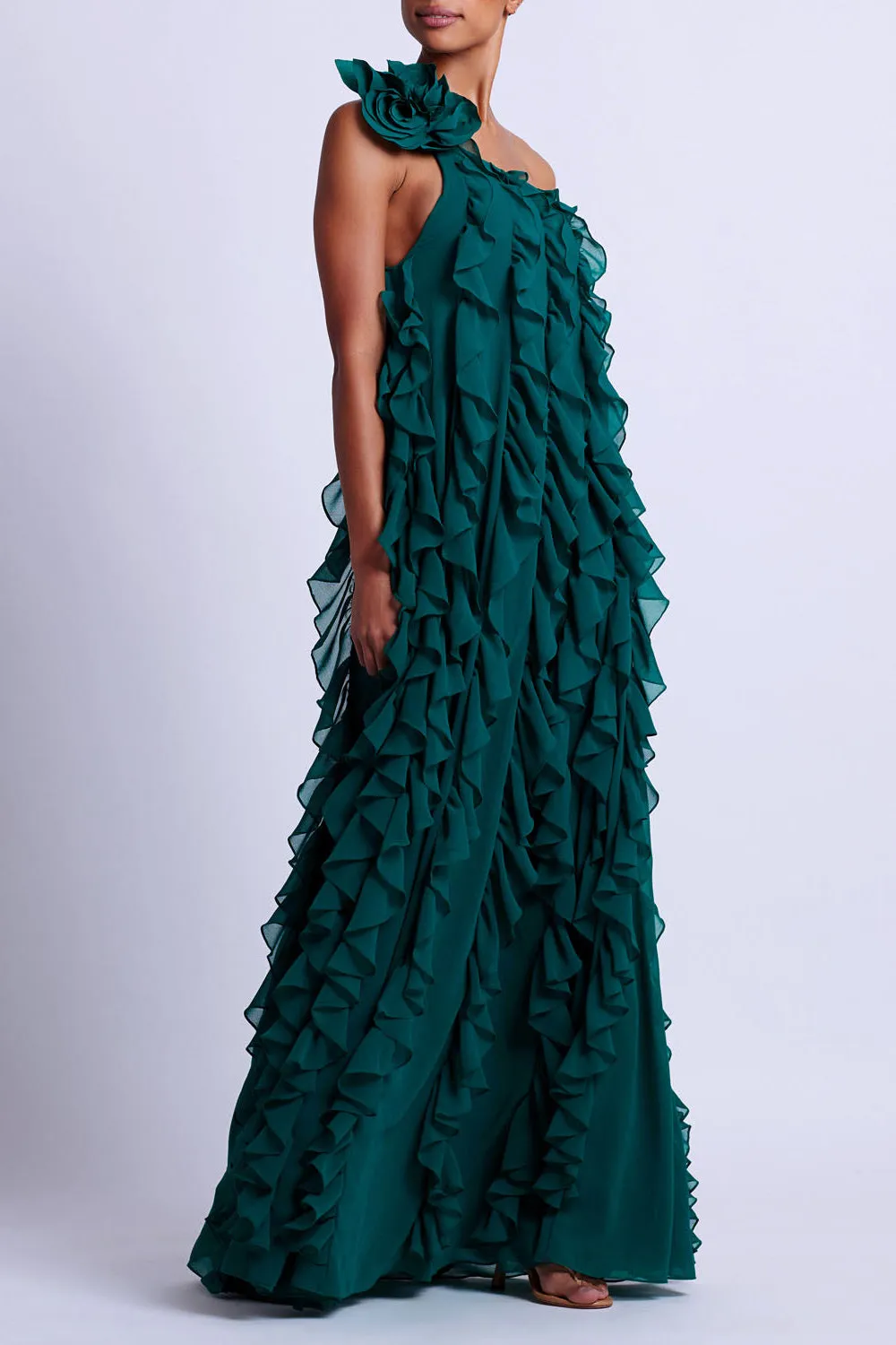 Rosette One Shoulder Gown
