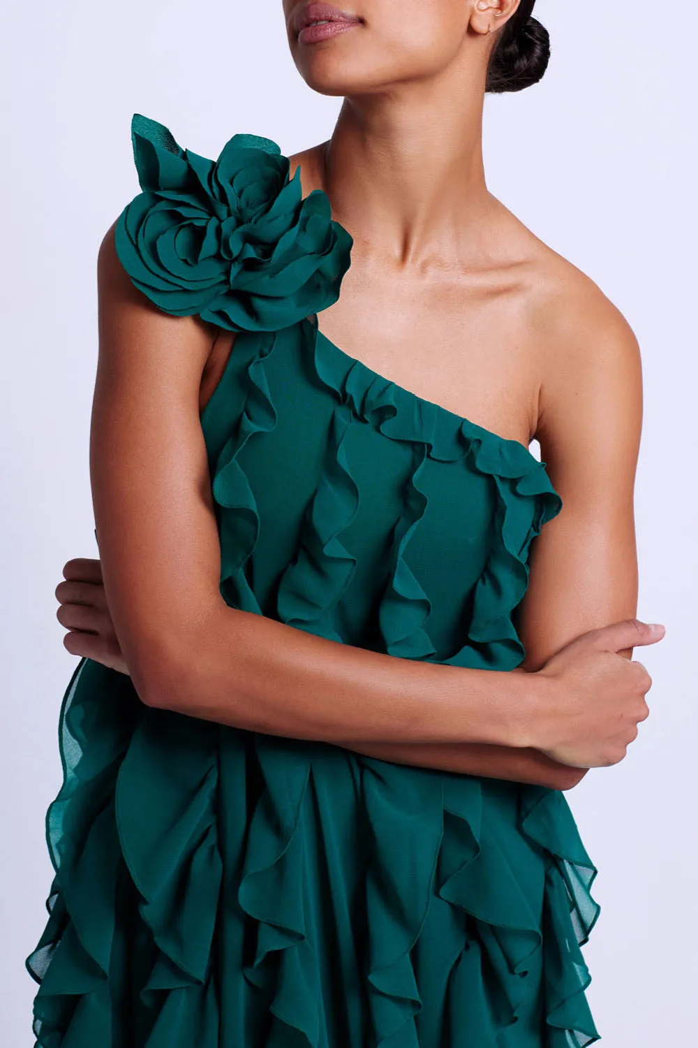 Rosette One Shoulder Gown
