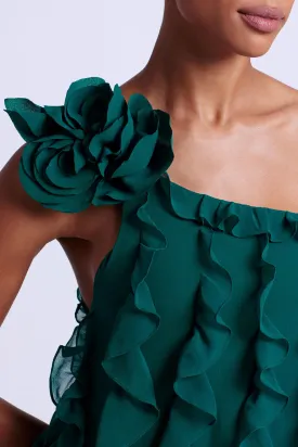 Rosette One Shoulder Gown