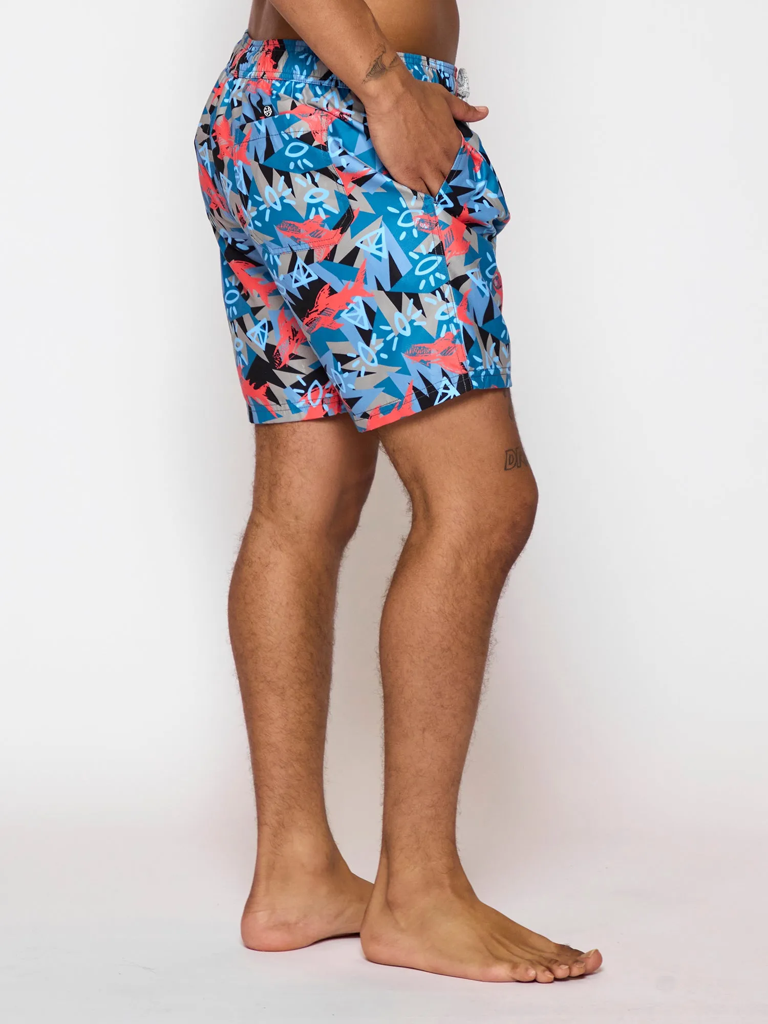 Shark Tank Pool Shorts in Coral