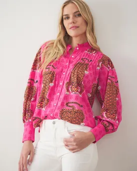 Siberian Stripes - On a Whim Blouse - Neon Rose
