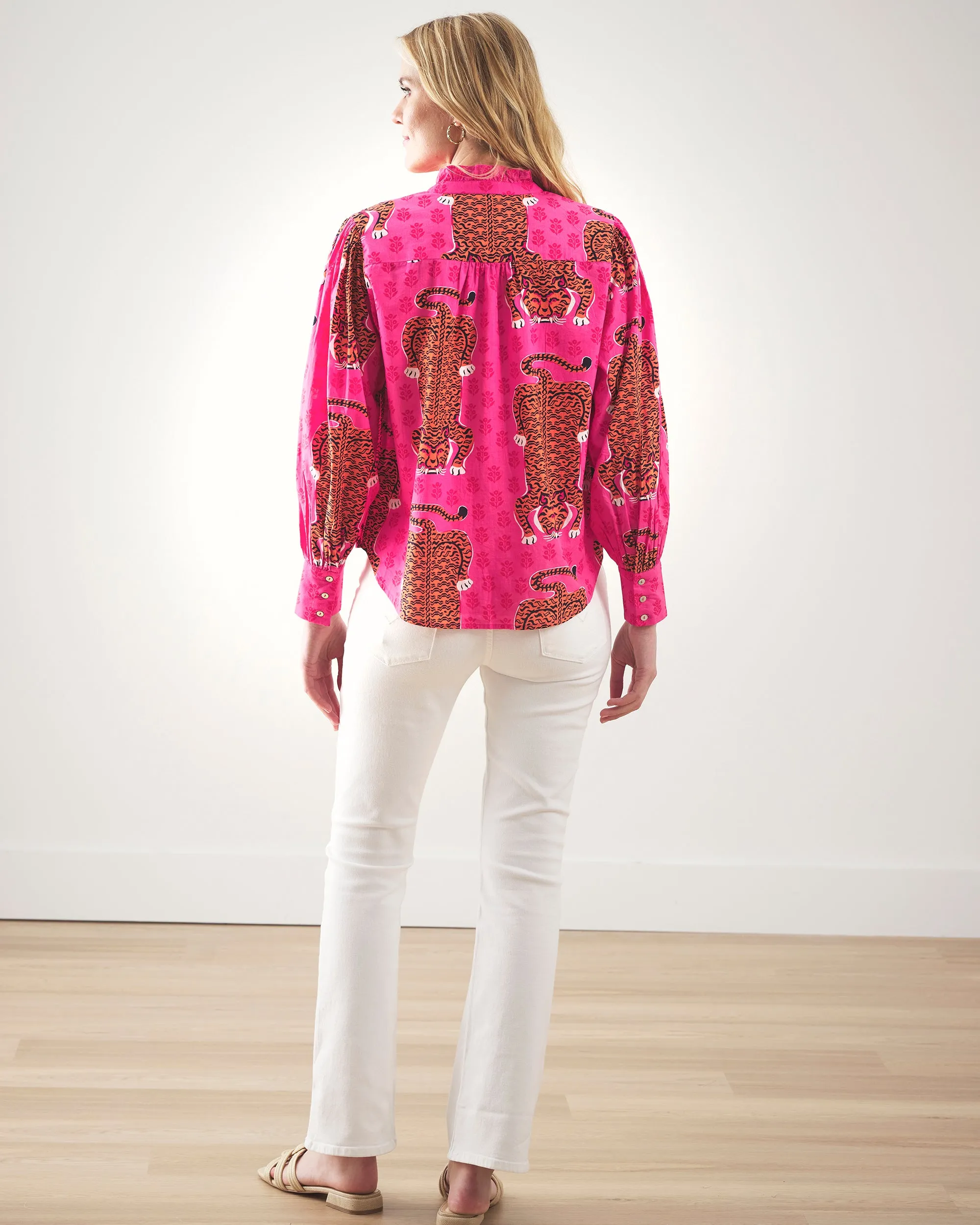 Siberian Stripes - On a Whim Blouse - Neon Rose