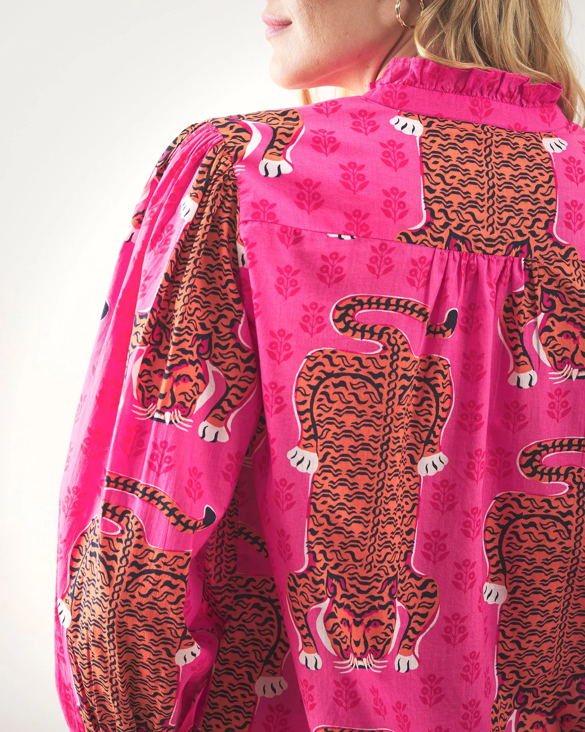 Siberian Stripes - On a Whim Blouse - Neon Rose