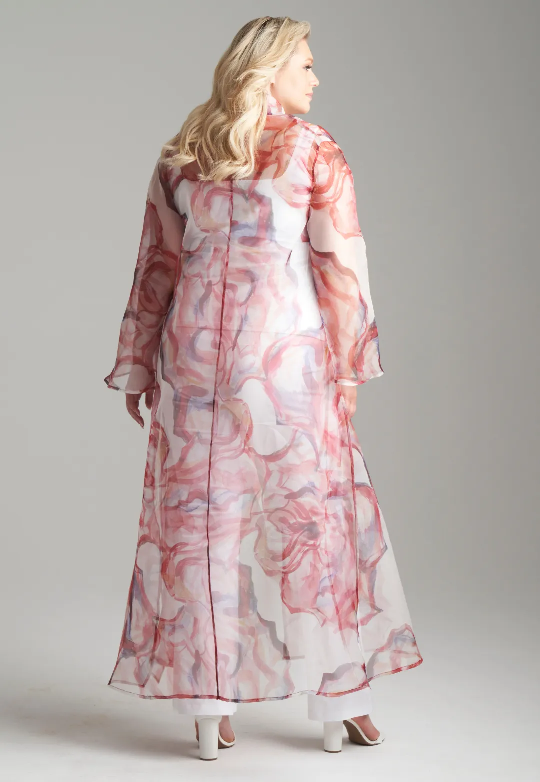 Sienna Silk Organza Duster in Rose Rouge