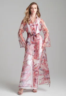 Sienna Silk Organza Duster in Rose Rouge