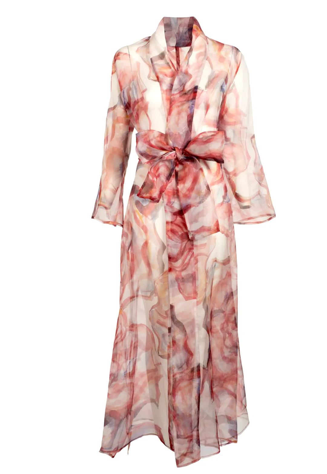 Sienna Silk Organza Duster in Rose Rouge