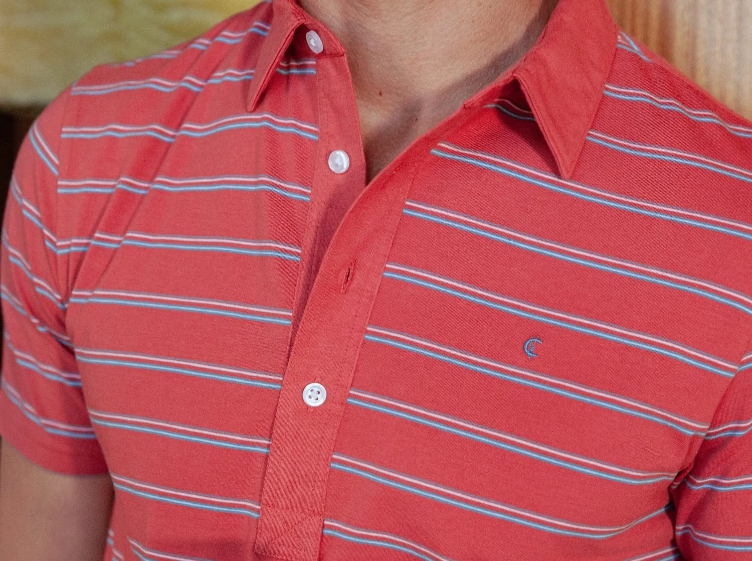 Slim Fit Top-Shelf Range Polo - Newton Stripe - Brick