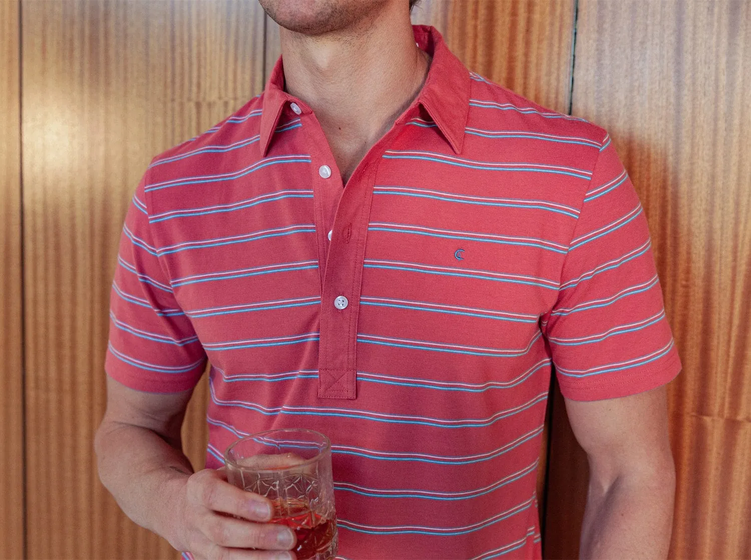 Slim Fit Top-Shelf Range Polo - Newton Stripe - Brick