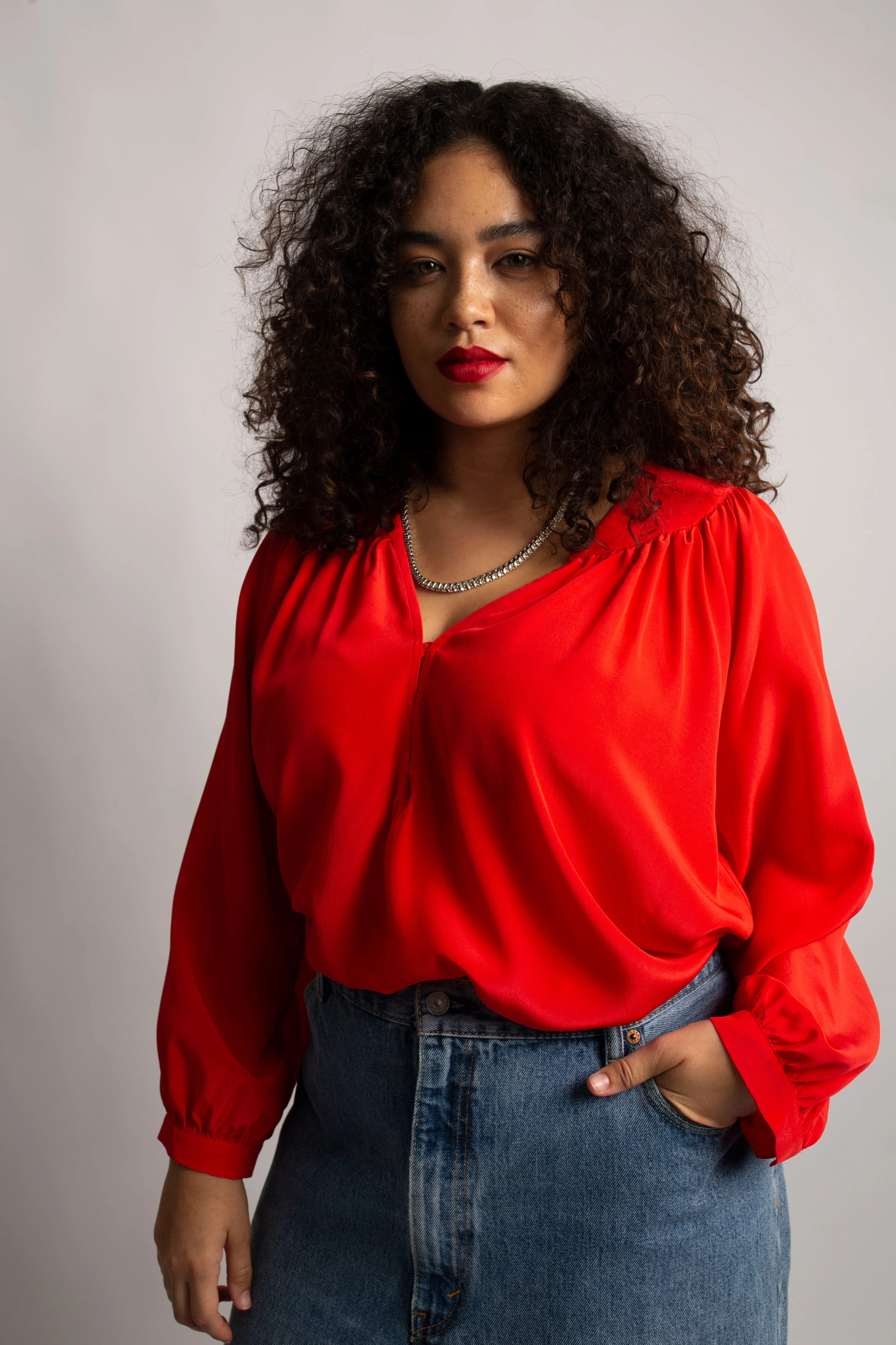 Stevie Blouse - Red Silk