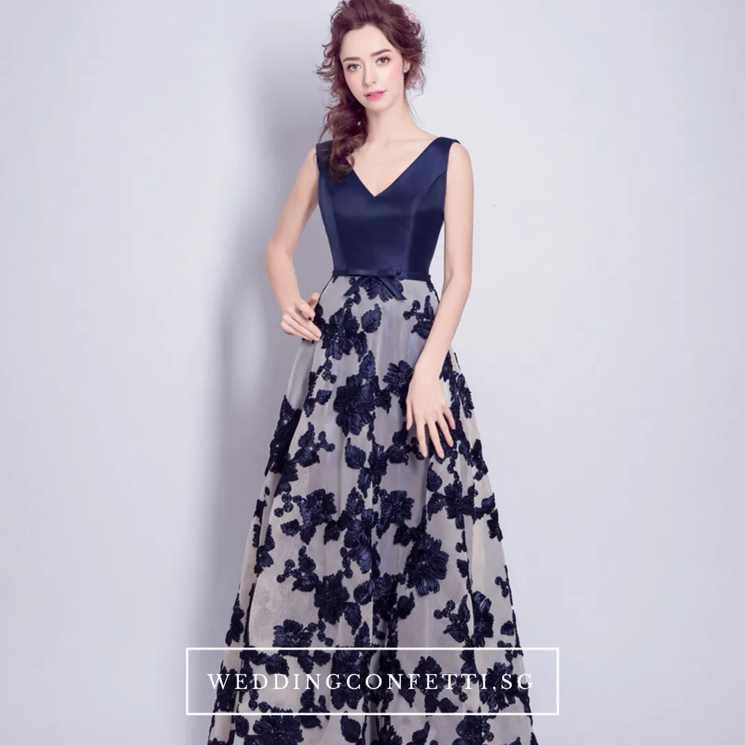 The Joanna Blue/Red Lace Sleeveless Gown