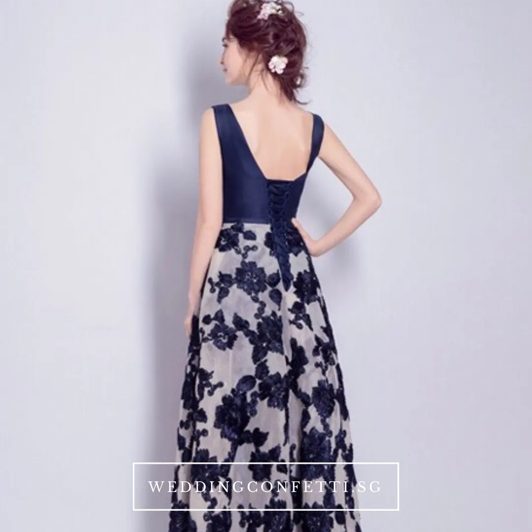 The Joanna Blue/Red Lace Sleeveless Gown