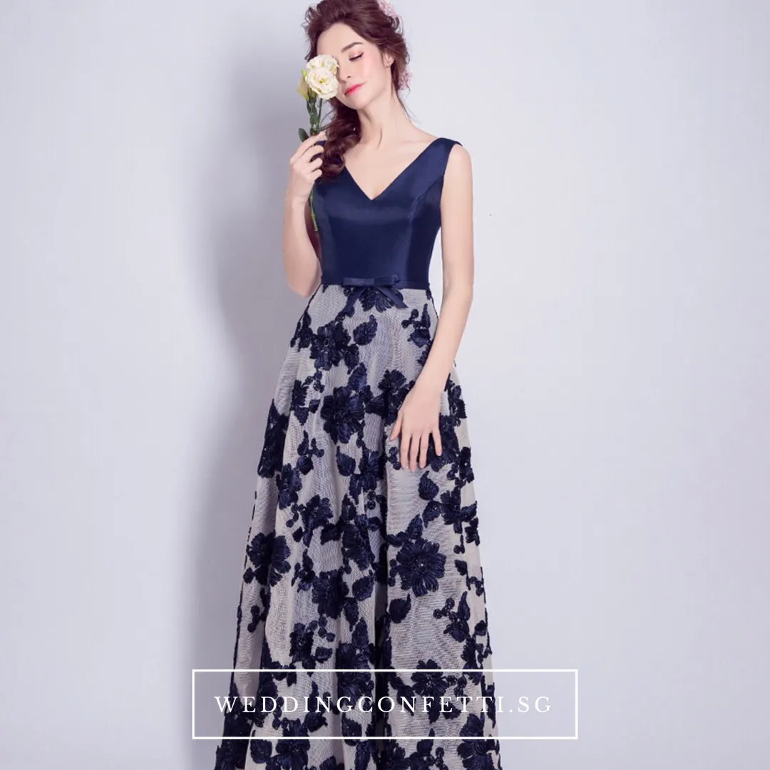 The Joanna Blue/Red Lace Sleeveless Gown