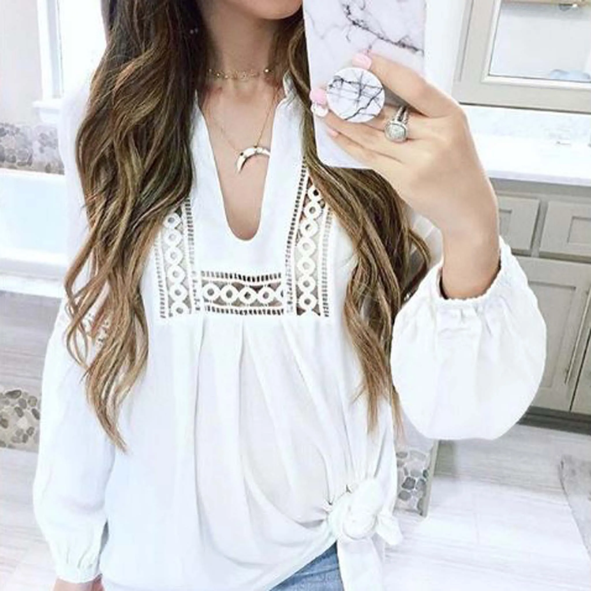 The Snowy Lace Blouse