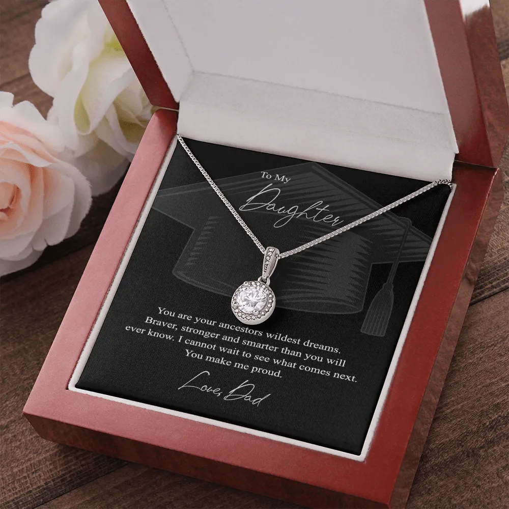 To My Daughter, Love Dad on your graduation - White Gold over Stainless Steel Minimalist Necklace