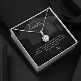 To My Daughter, Love Dad on your graduation - White Gold over Stainless Steel Minimalist Necklace