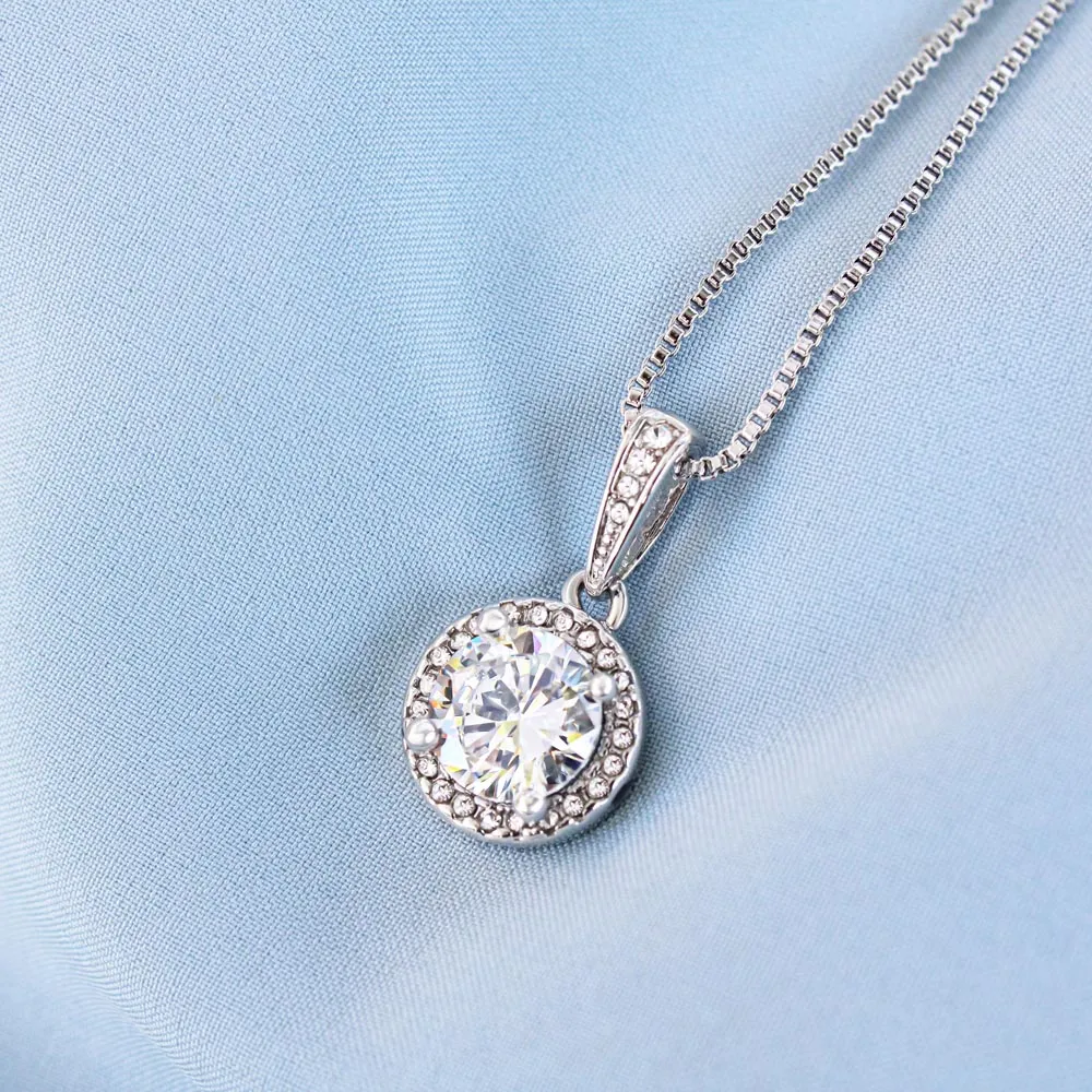 To My Daughter, Love Dad on your graduation - White Gold over Stainless Steel Minimalist Necklace