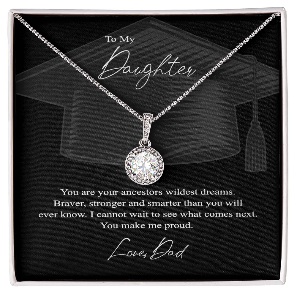 To My Daughter, Love Dad on your graduation - White Gold over Stainless Steel Minimalist Necklace