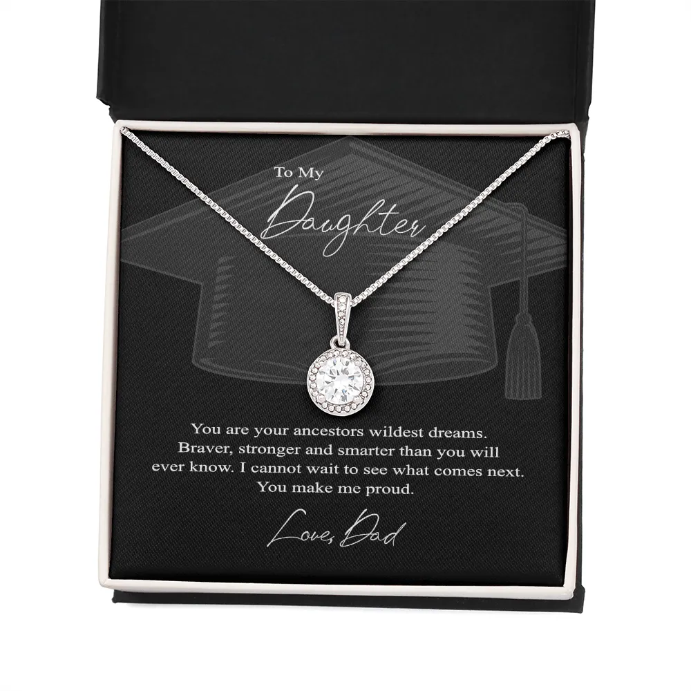To My Daughter, Love Dad on your graduation - White Gold over Stainless Steel Minimalist Necklace