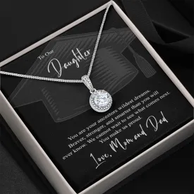 To Our Daughter, Love, Mom and Dad |  Graduation | White gold over stainless steel minimalist necklace