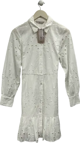 Tu White Embroidered Shirt Dress UK 10