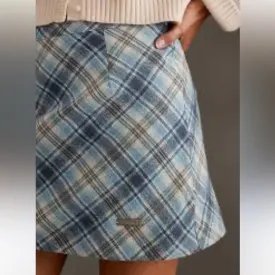 Vintage Casual Corner Plaid Wool Skirt