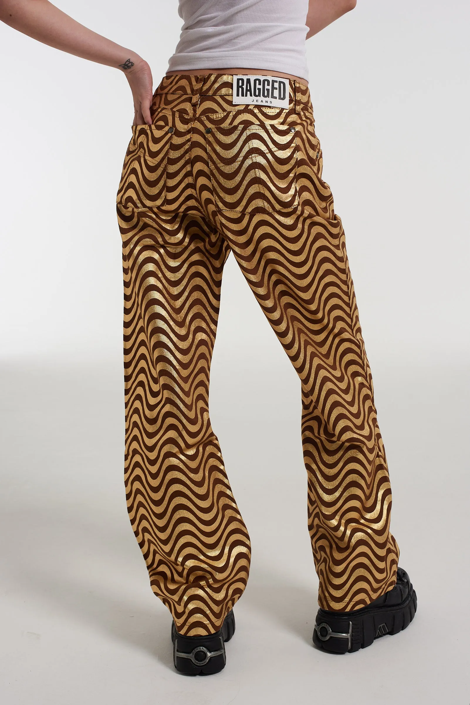 Wave Jean Gold & Brown