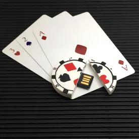 White Poker Miniature Chip Novelty Pen Drive