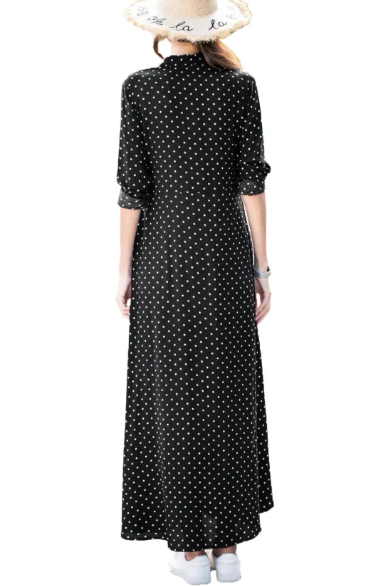 Womens Polka Dot Shirt Dress • Black